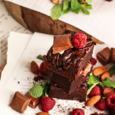 Raspberry Almond Chocolate Fudge Brownies