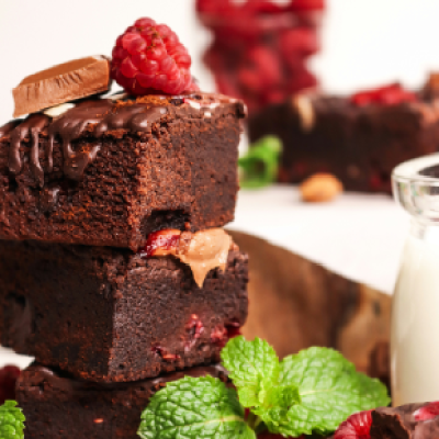 Raspberry Almond Chocolate Fudge Brownies