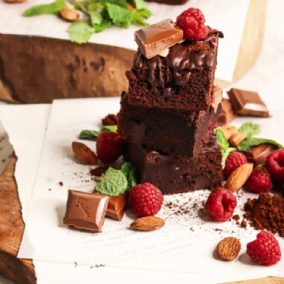 Raspberry Almond Chocolate Fudge Brownies