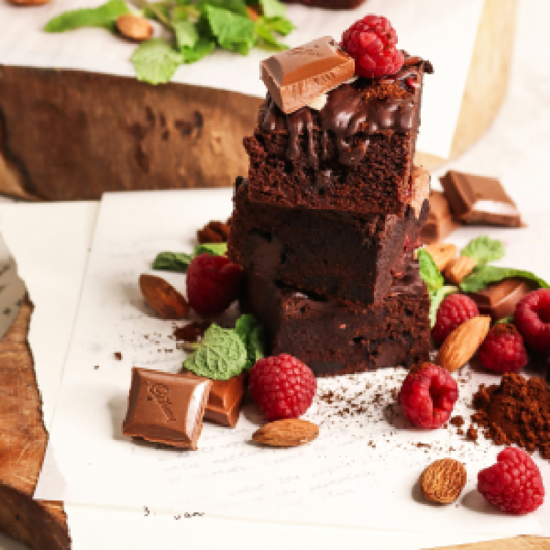 Raspberry Almond Chocolate Fudge Brownies