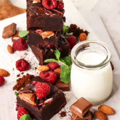 Raspberry Almond Chocolate Fudge Brownies