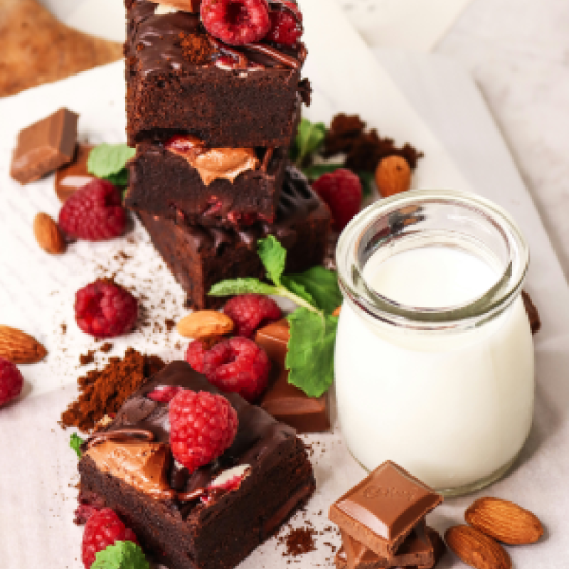 Raspberry Almond Chocolate Fudge Brownies